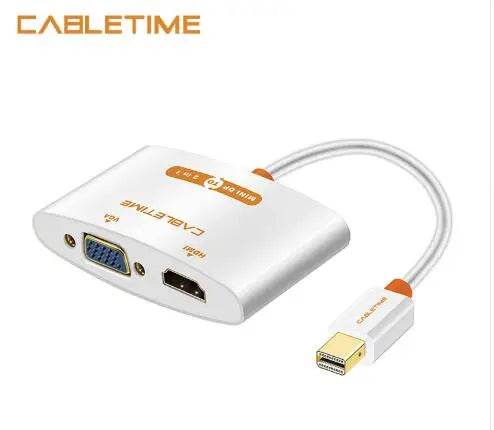 CABLETIME Mini DisplayPort to VGA HDMI Adapter 2in1 - Venduqo