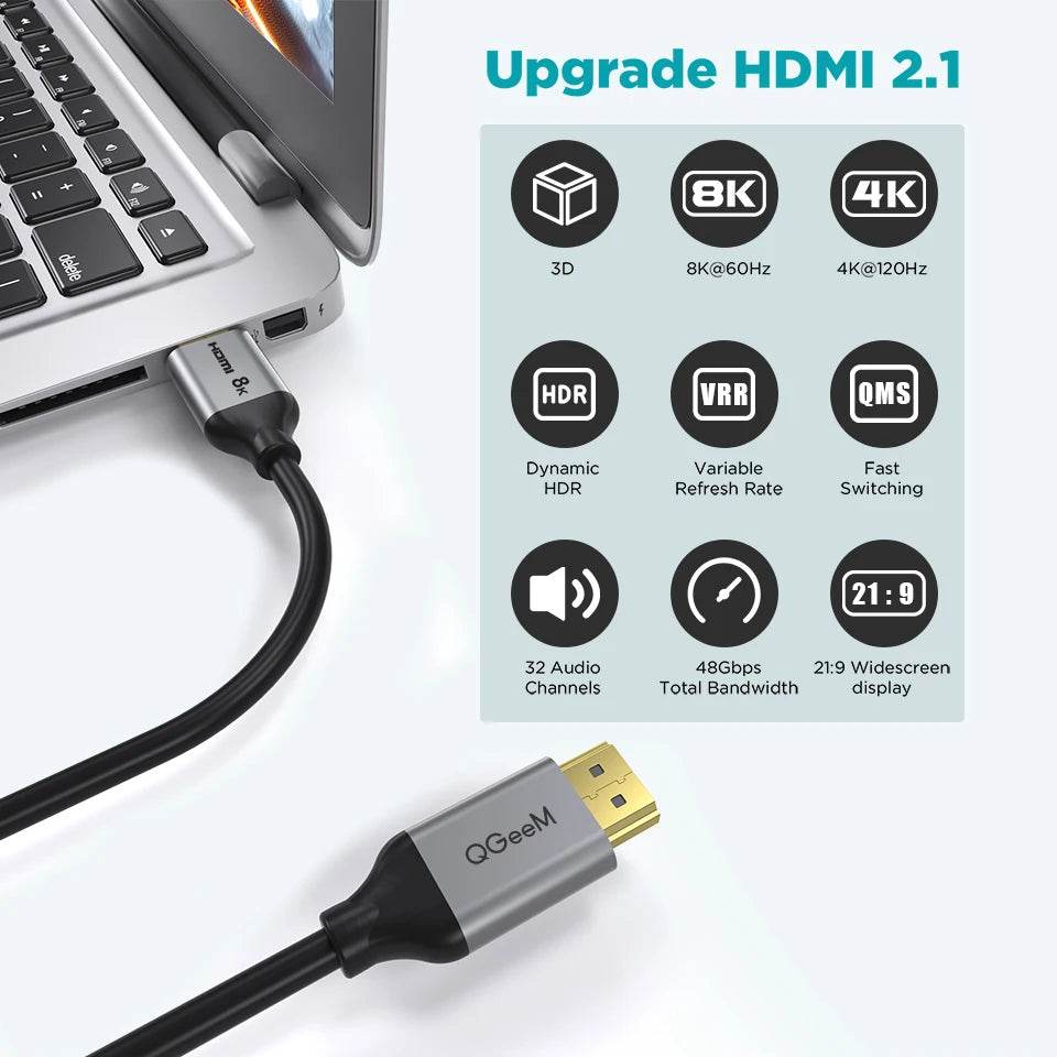 Cablu HDMI QGeeM 8K HDMI 2.1 pentru PS5, PS4, Xbox, Laptop - Venduqo