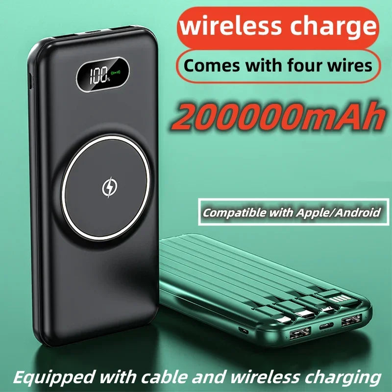 Bancă de alimentare wireless 200000mAh, încărcare rapidă