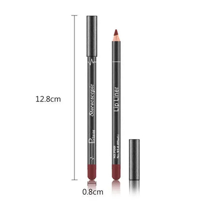 Set Creioane Ruj Mate cu Lip Liner - 12 Piese