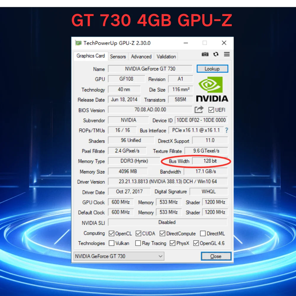 Placa Video SONGREY GT730 4GB DDR3 cu 2 HDMI pentru Desktop