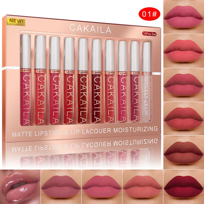 Set 10 Lip Gloss-uri Nude Matte CAKAILA