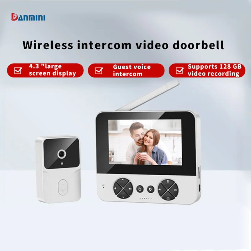 Interfon video wireless 4.3" cu camera de supraveghere