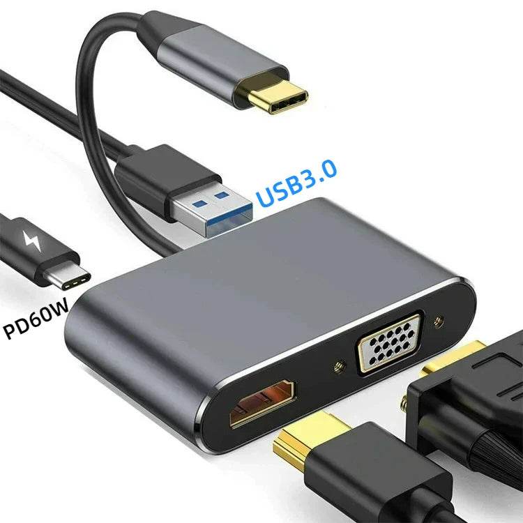USB C Docking Station cu 4K HDMI și VGA pentru Laptopuri - Venduqo