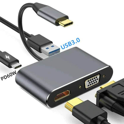 USB C Docking Station cu 4K HDMI și VGA pentru Laptopuri - Venduqo