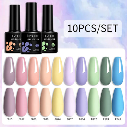 Set 10 Piese Lac Unghii Gel LILYCUTE - Culori de Primăvară și Vară