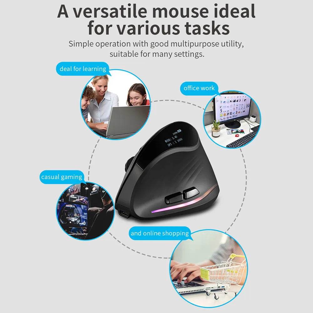 Mouse Ergonomic Lefon 2.4G Wireless Vertical Reîncărcabil - Venduqo