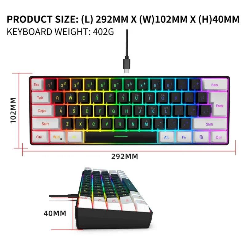 Combo Kit Tastatură și Mouse Gaming 60% - Venduqo