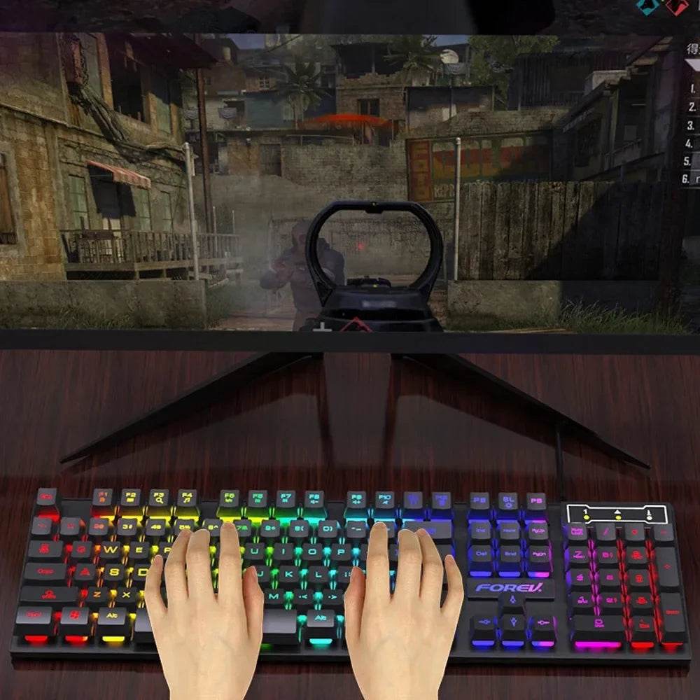 Keyboard și Mouse Set Mecanic Luminat 104 Taste - Venduqo