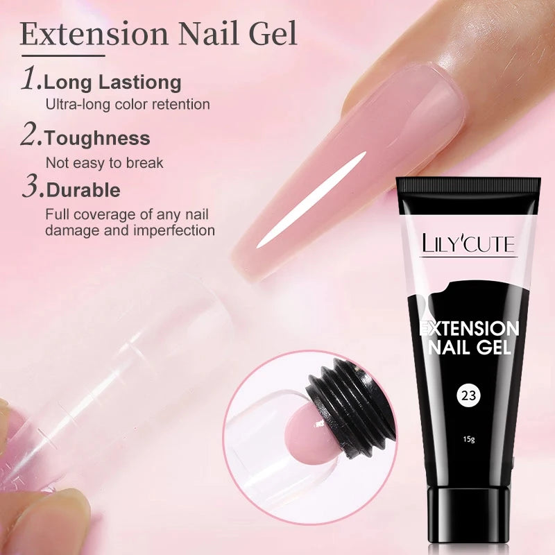 LILYCUTE Set Manicure 15ML cu Gel pentru Extensii Unghii și Lampă UV