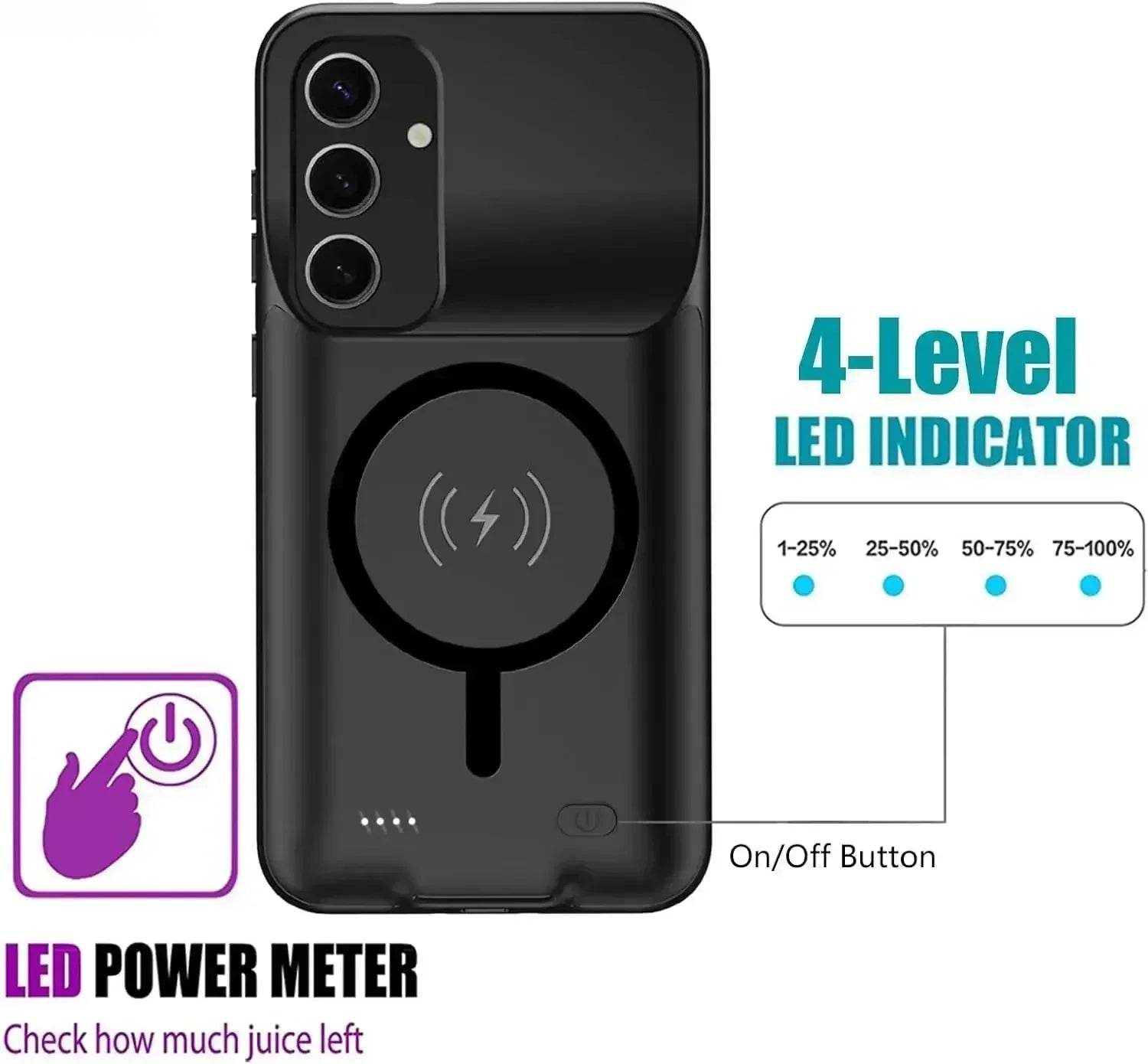 Husa de Încărcare Wireless 10000mAh pentru Samsung Galaxy S24/S23/S22 - Venduqo