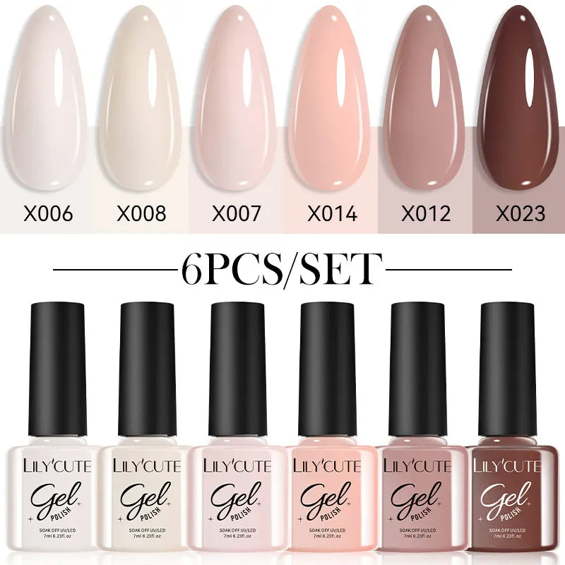 LILYCUTE Set de 6 Piese 7ml Oja Gel pentru Unghii DIY