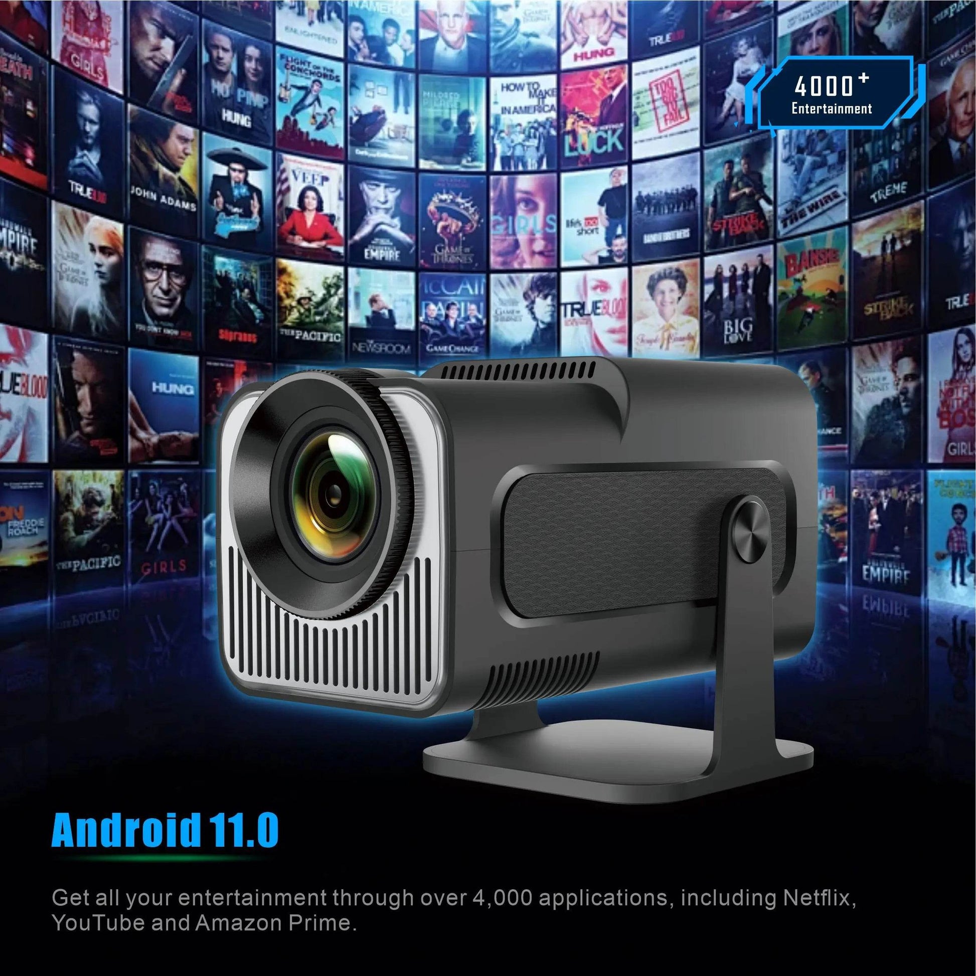 Proiector Mini Portabil HY320 4K 1080P Android11 WiFi6 BT5.0 - Venduqo
