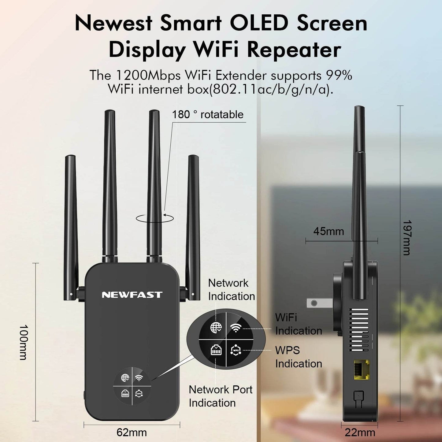 Repetitor WiFi 1200M cu OLED - Extensor Wireless 5GHz - Venduqo
