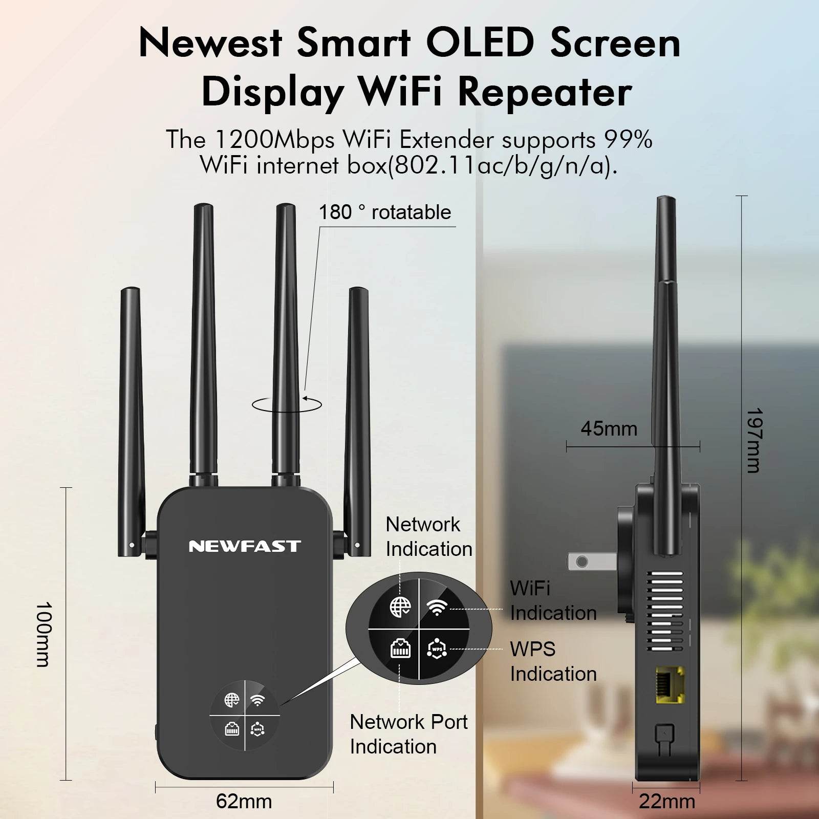 Repetitor WiFi 1200M cu OLED - Extensor Wireless 5GHz - Venduqo