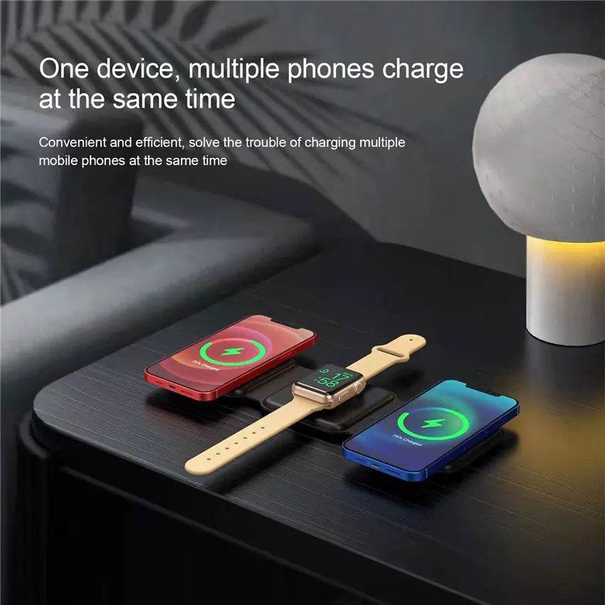 VIKEFON 3 în 1 Încărcător Magnetic Portabil pentru iPhone 15 - Venduqo