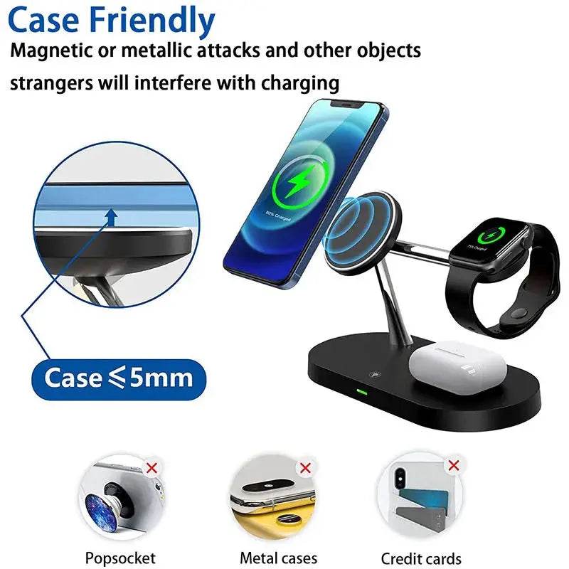 Încărcător Wireless 3 în 1 Magnetic pentru iPhone 12-16 și Apple Watch - Venduqo