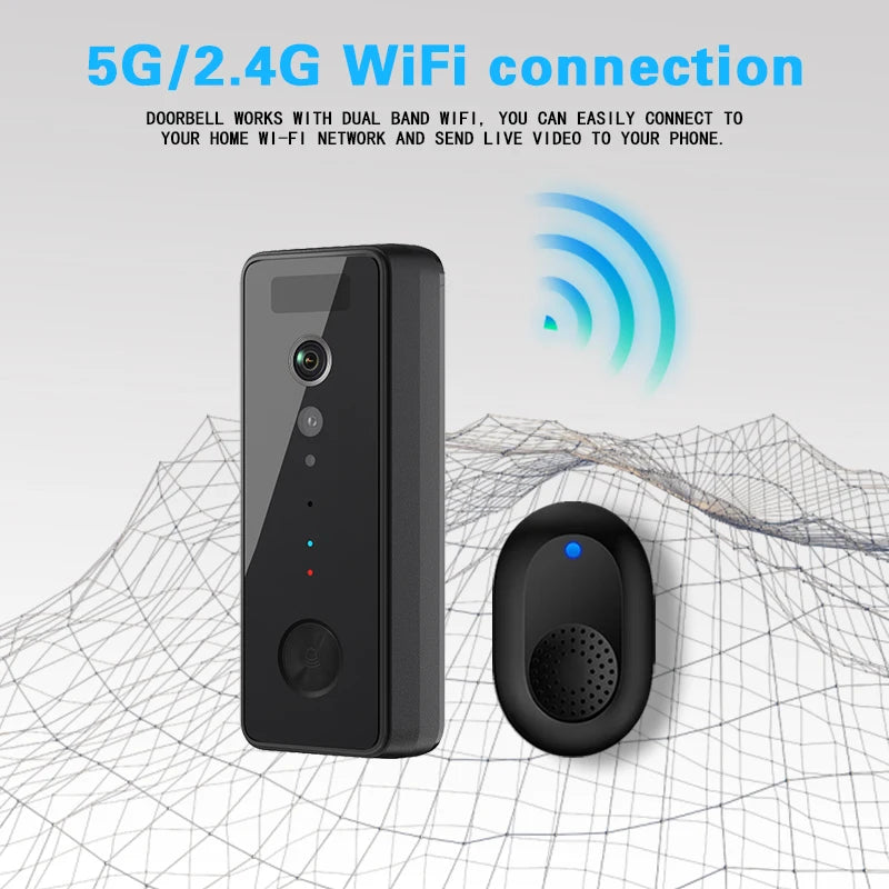 Cameră video interfon wireless 5G 2.4G cu noapte HD