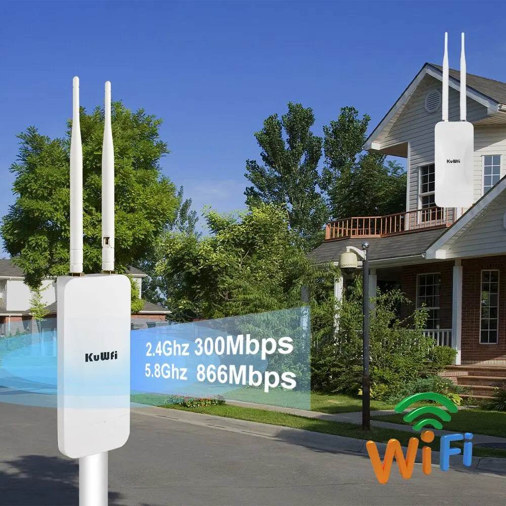Router AP KuWFi 1200Mbps Outdoor Dual Band cu Antene Externe - Venduqo