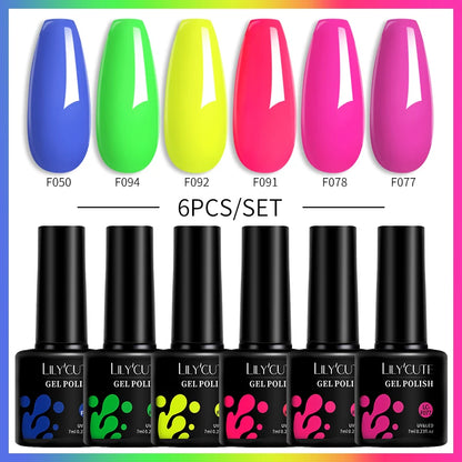 Set 6 Piese Oja Gel Termica LILYCUTE 7ML Serie Roșie