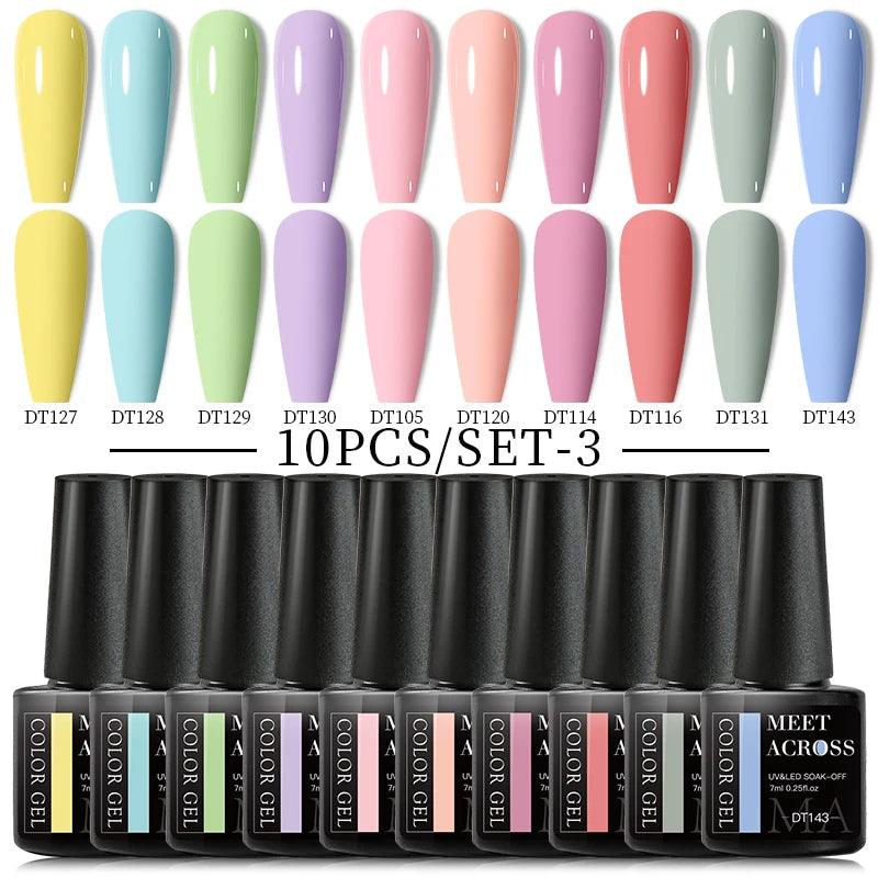 Set 10 Piese Oja Gel Semi Permanent Nude Roz Alb Glitter