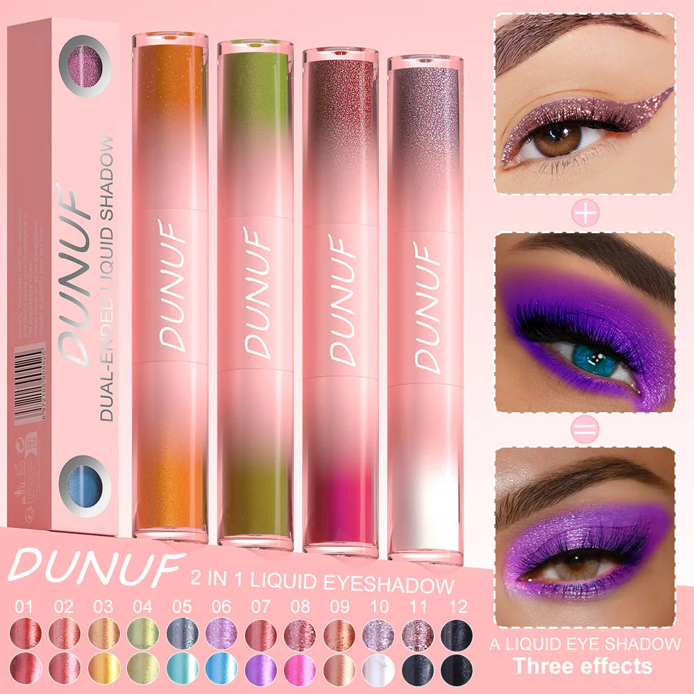 DUNUF 2 IN 1 Fard de Pleoape Dublu cu Glitter