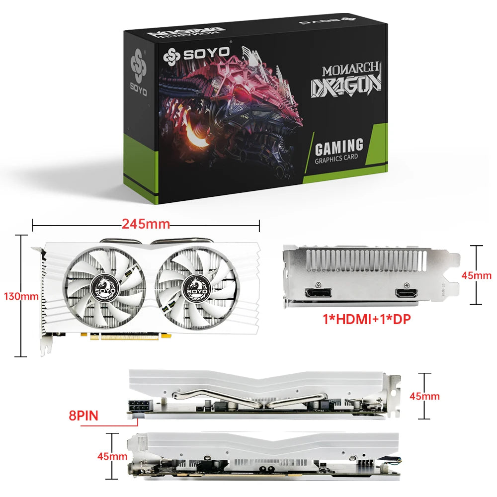 SOYO AMD Radeon RX580 8G Placa Video GDDR5 pentru Gaming