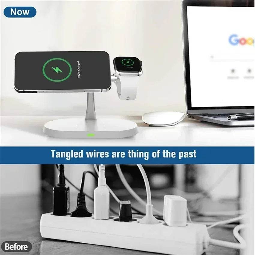 Încărcător Wireless Magnetic 3 în 1 pentru iPhone și Apple Watch - Venduqo