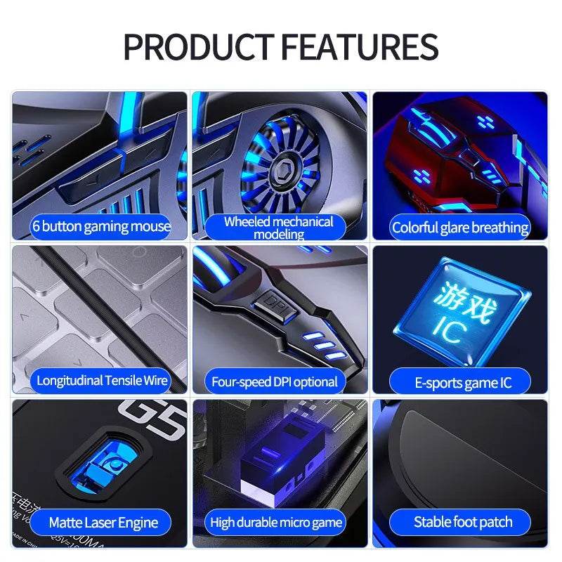 Mouse Wired Luminous Silver Eagle G5 cu 6 Butoane - Venduqo