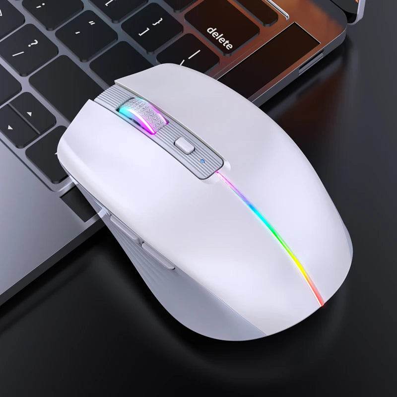 Mouse Wireless Dual-mode Reîncărcabil cu Buton Mute RGB 1600 DPI - Venduqo