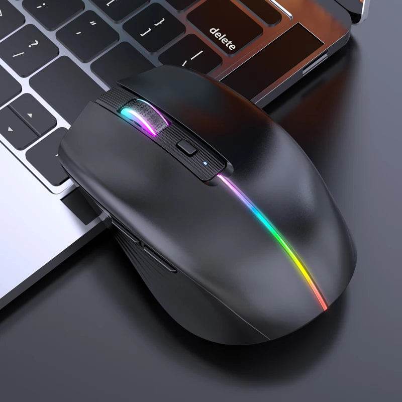 Mouse Wireless Dual-mode Reîncărcabil cu Buton Mute RGB 1600 DPI - Venduqo