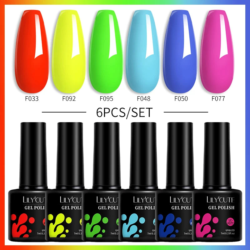 Set 6 Piese Oja Gel Termica LILYCUTE 7ML Serie Roșie