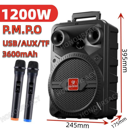 Boxa Bluetooth 1200W P.M.P.O cu Microfon Dual pentru Karaoke - Venduqo