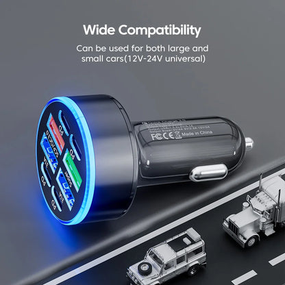 Încărcător Auto Rapid 100W cu 6 Porturi USB-C și QC3.0