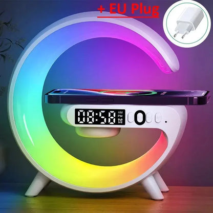 Stație de Încărcare Wireless Multifuncțională cu Alarmă și Boxă Bluetooth RGB