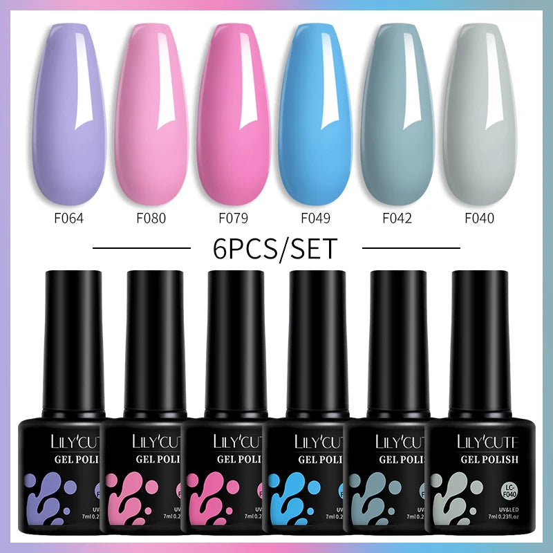 Set 6 Piese Oja Gel Termica LILYCUTE 7ML Serie Roșie