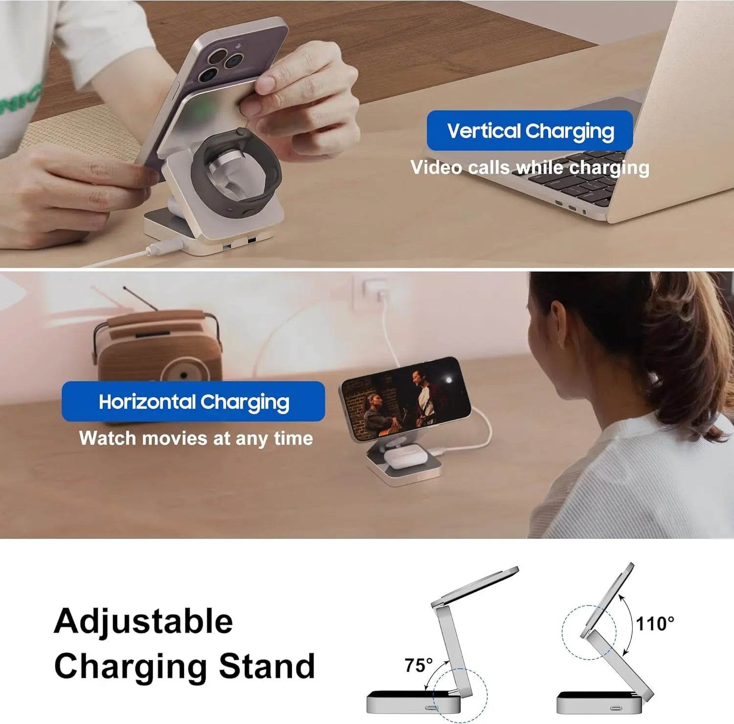 Încărcător Wireless Magnetic 3 în 1 30W pentru iPhone 15/14/13/12 Pro Max - Venduqo