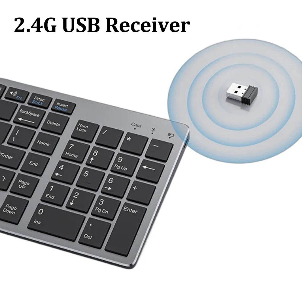 Tastatură Bluetooth Duală 2.4G Wireless cu 102 Taste - Venduqo