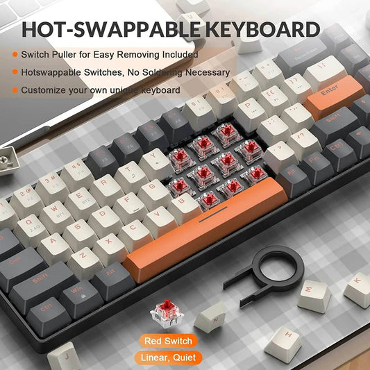 Tastatură Mecanică Wireless 60% Bluetooth Dual Mode 68-Cheie - Venduqo