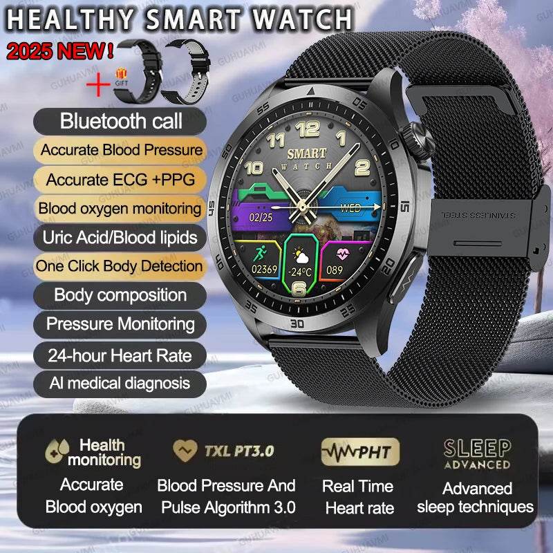 Ceas Smart ECG+PPG Uric Acid & Glucose Monitoring 2025 - Venduqo