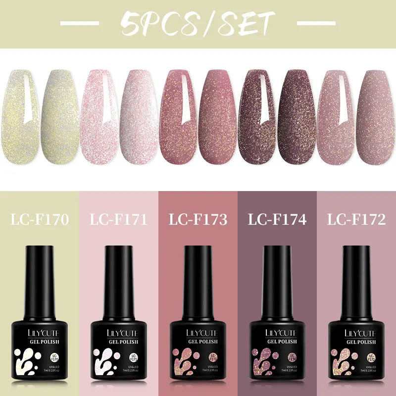 Set 4/5 Piese Oja Gel Roz Nude LILYCUTE 7ML