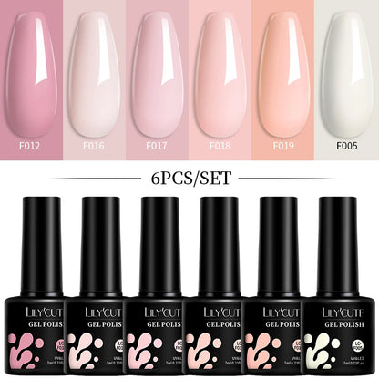 Set 6 Piese Oja Gel Termica LILYCUTE 7ML Serie Roșie