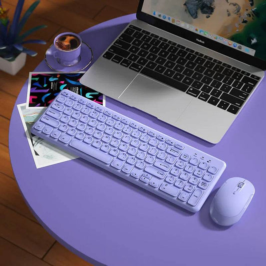 Set Wireless Tastatură și Mouse Fashion Ergonomic Purpuriu - Venduqo