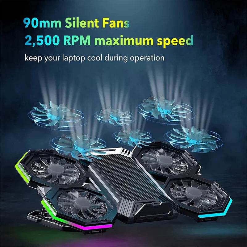 Răcitor Laptop Gaming 17 Inch cu 6 Ventilatoare RGB - Venduqo