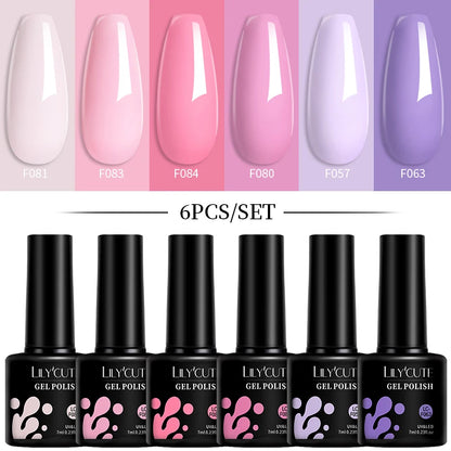 Set 6 Piese Oja Gel Termica LILYCUTE 7ML Serie Roșie