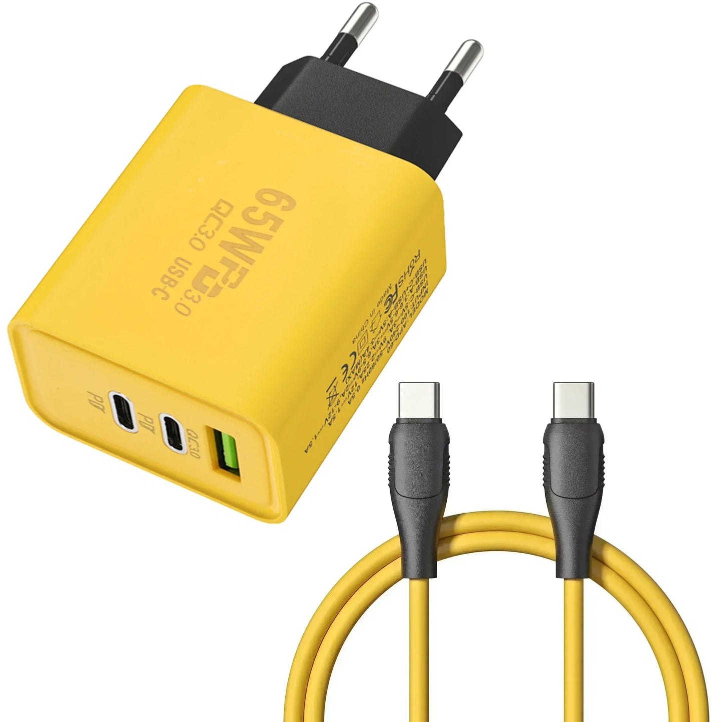 Încărcător 65W cu 3 Porturi USB PD - Încărcare Rapidă