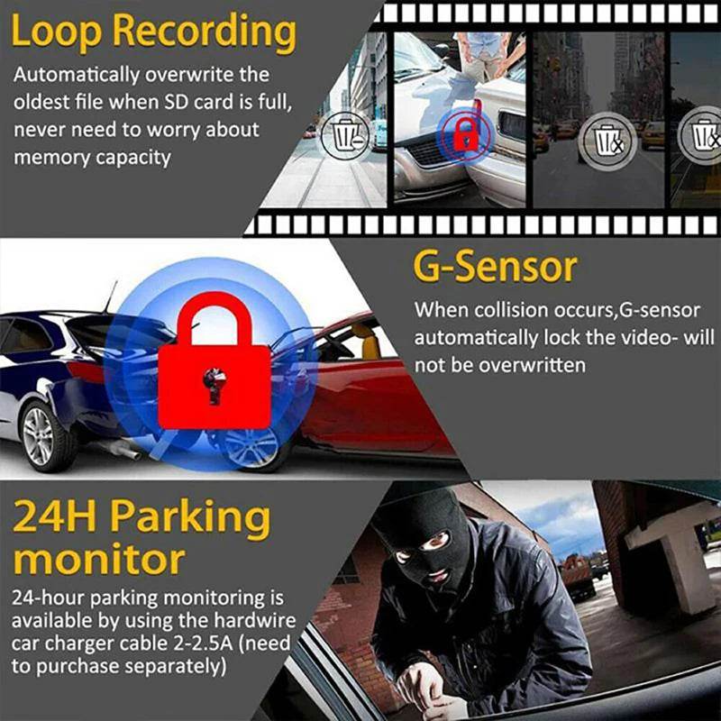 Cameră Auto Dash Cam 2/3 Canale 1080P cu Cameră Spate - Venduqo