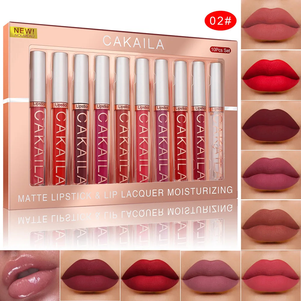 Set 10 Lip Gloss-uri Nude Matte CAKAILA