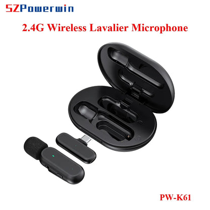 Microfon Lavalier Wireless Powerwin 2.4G pentru iPhone și Android