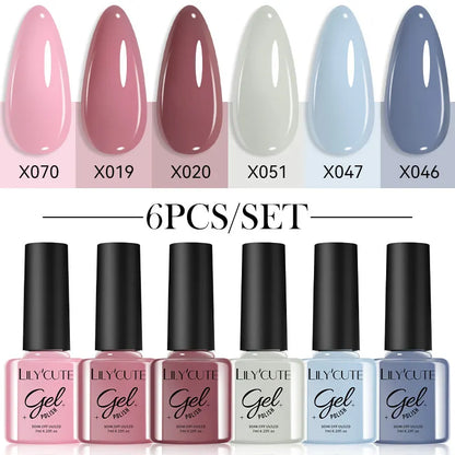 LILYCUTE Set de 6 Piese 7ml Oja Gel pentru Unghii DIY